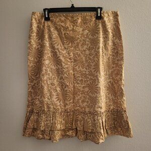 Y2K Old Navy Cotton Tan Floral Ruffle Skirt size 14 Cottage Girly Beach Fairy